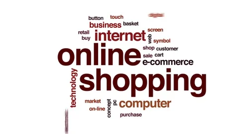 Online shopping animated word cloud, text design animation. Stock Footage 79171484