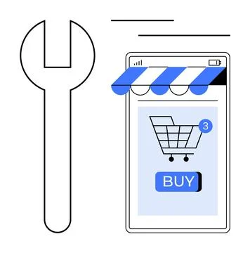 Online Shopping App with E-commerce Tools and Services Enhancements Stock Illustration