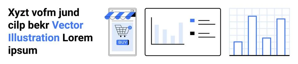 Online Shopping App Interface with Graphs and Charts for Data Analysis イラスト素材