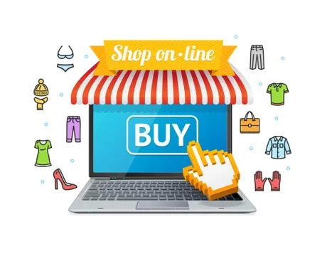 Online Shopping with App. Vector Illustrazione stock