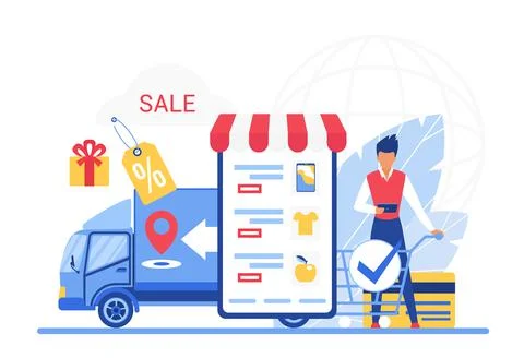 Online shopping application customer store Stock Illustration