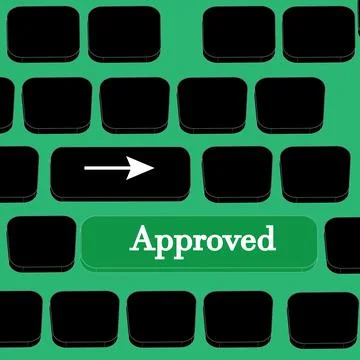 Online shopping approved button on computer key board illustration background Stock Illustration