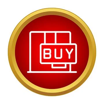 Online shopping buy button on computer screen icon Stock Illustration