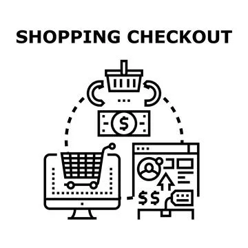 Online shopping checkout process vector icon concept Stock Illustration