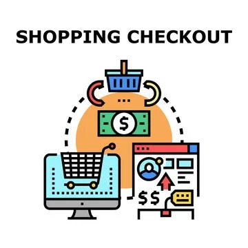 Online shopping checkout process vector icon concept Stock Illustration