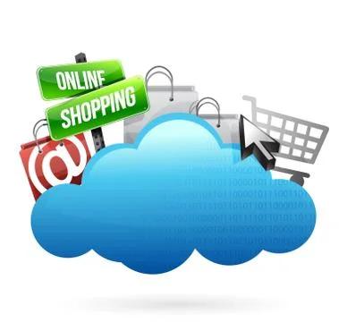Online shopping cloud computing concept Illustrazione stock