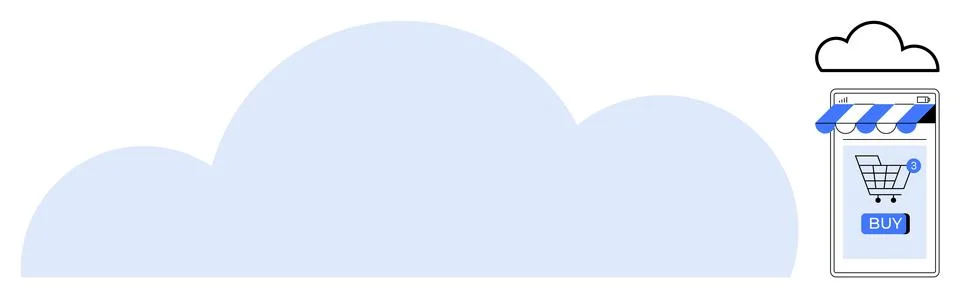 Online Shopping in the Cloud E-commerce Concept with Web Store and Cart Stock Illustration