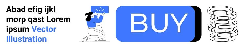 Online shopping, coding, development, digital finance, user interaction, e-co Illustrazione stock