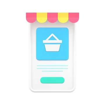 Online shopping concept 3d vector illustration on mobile phone Stock Illustration
