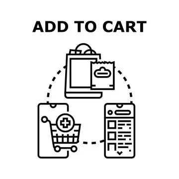 Online shopping concept adding products to cart Stock Illustration