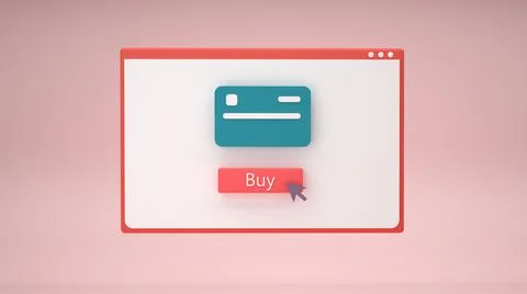 Online shopping concept with browser window and buy button. 3D render Stock Illustration