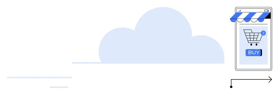 Online Shopping Concept with Cloud Data and Mobile Store Interface Stock Illustration