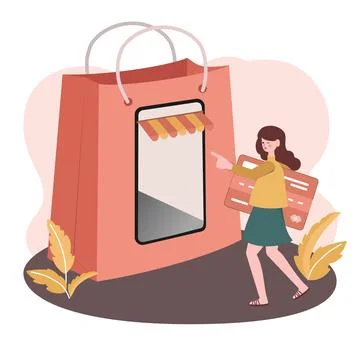 Online shopping concept, e-commerce, flash sale, discount, payment cashless Stock Illustration