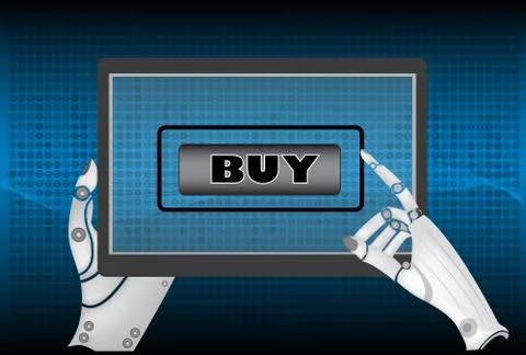 Online shopping concept. Flat vector Illustration. Modern tablet PC with big Illustrazione stock