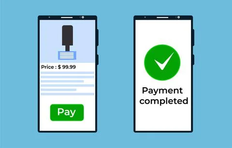Online shopping concept with a mobile vector. Online product ordering and pay Stock Illustration