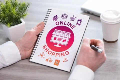 Online shopping concept on a notepad Foto stock