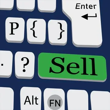 Online shopping concept Sell button on computer key board illustration back.. 스톡 일러스트