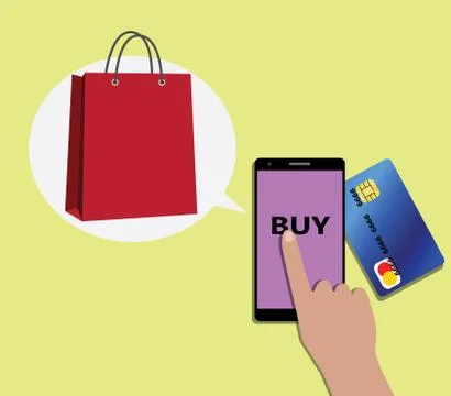 Online shopping concept using mobile devices smartphone and shooping bags 스톡 일러스트