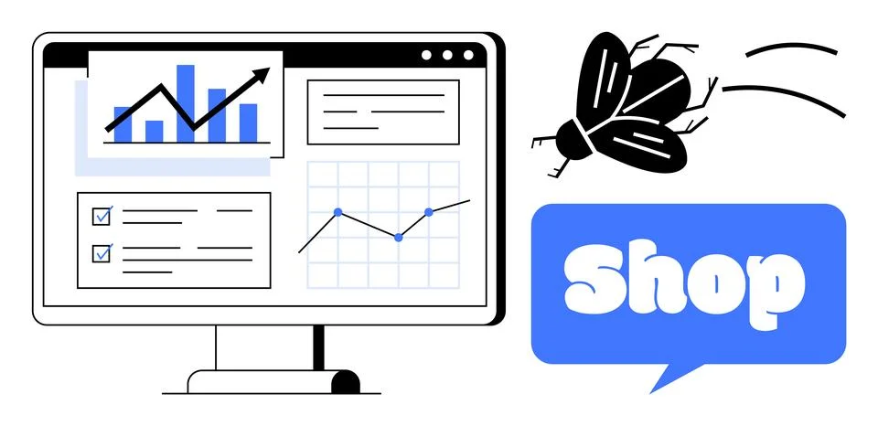 Online Shopping with Data Analytics and Bug Issues 库存插图