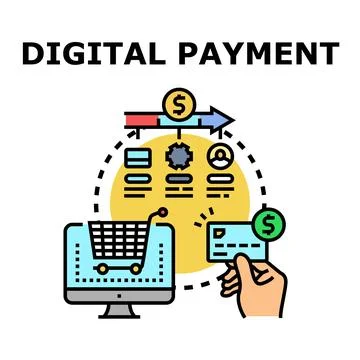 Online shopping digital payment processing credit card concept Stock Illustration