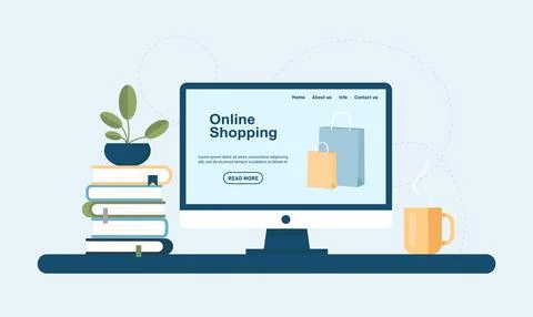 Online Shopping. E-Commerce and Digital Marketing Stock Illustration