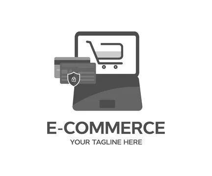 Online shopping, e-commerce and customer experience concept logo design. Stock Illustration