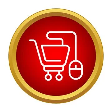 Online shopping e commerce button with computer mouse Illustrazione stock