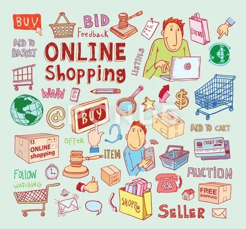 Online shopping e-commerce icons. vector illustration Stock Illustration