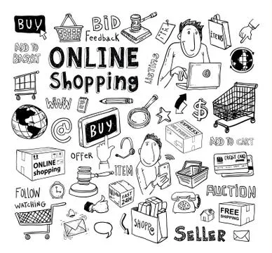 Online shopping e-commerce icons. vector illustration Stock Illustration