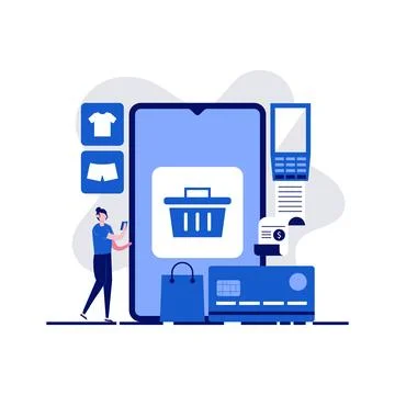 Online shopping, e-commerce, online store, distant trade concepts with char.. Stock Illustration