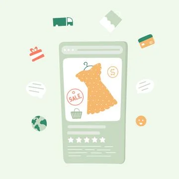 Online shopping e-commerce or buy and mobile app concept, Stock Illustration