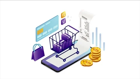 Online Shopping &amp; E-Commerce Transactions Explained: Simple Guide Stock Footage 339343235