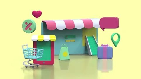 Online Shopping elements Stock Footage 296033442