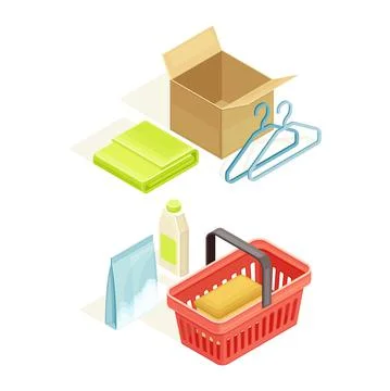Online shopping elements set. E-commerce concept isometric vector illustration Stock Illustration