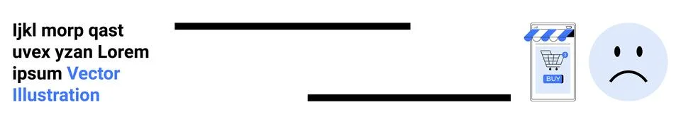 Online Shopping Error Message with Sad Face Icon and Text Stock Illustration