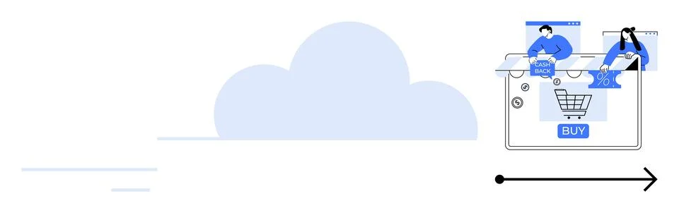 Online Shopping Experience with Cloud Integration and Multi-Device Access Stock Illustration