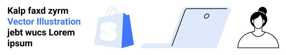 Online Shopping Experience with Minimalistic Elements in Soft Colors Stock Illustration
