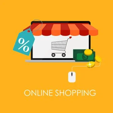 Online Shopping Flat Concept for Mobile Apps Stock Illustration