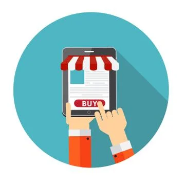 Online Shopping Flat Concept for Mobile Apps Illustrazione stock