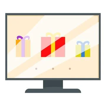 Online shopping for gifts using computer monitor Stock Illustration