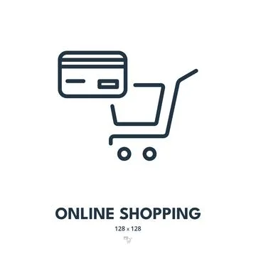 Online Shopping Icon. E-commerce, Store, Shop. Editable Stroke Stock Illustration