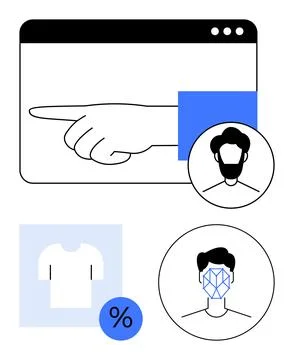 Online shopping, identity authentication, user interface design, ecommerce, t 스톡 일러스트
