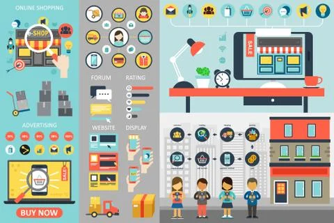 Online Shopping Infographic Elements Stock Illustration