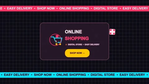 Online shopping interface animation with interactive cursor click and shop .. Stockbeeldmateriaal 347147227