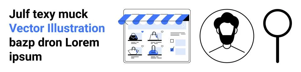 Online Shopping Interface with User Profile Picture and Magnifying Glass fo.. Stock Illustration