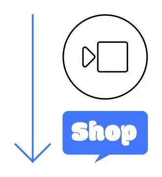 Online Shopping Interface with Video Icon and Navigation Arrow Ilustração Stock