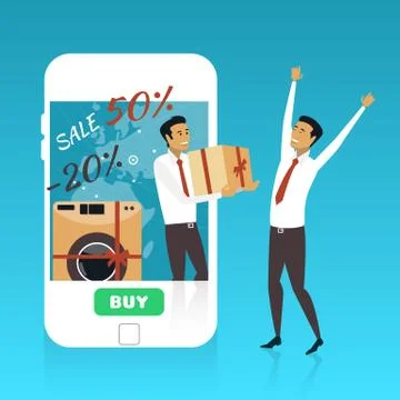 Online shopping on internet using mobile smartphone. Fast delivery concept Illustrazione stock