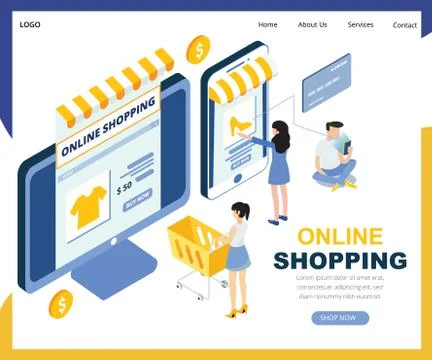 Online Shopping isometric vector design Illustrazione stock