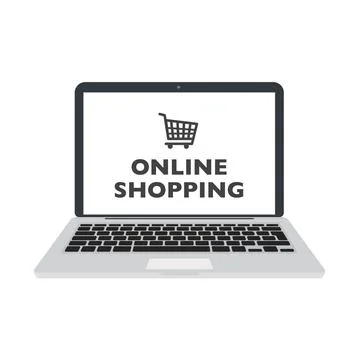 Online shopping on laptop computer flat icon for apps and websites Illustrazione stock