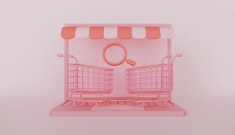 Online shopping on laptop, e-commerce, online shopping and delivery concept Stock Illustration
